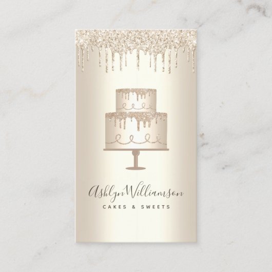 Bäckerei Kuchen Gold Glitzer Tropfen Konditorei Ko Visitenkarte (Vorderseite)