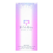 Bäckerei Kuchen Lila Glitzer Tropfen Konditorei Ko Werbekarte (Hinten)