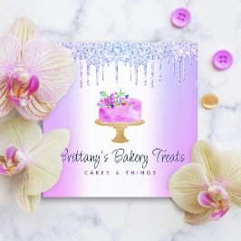 Bäckerei Kuchen Lila Glitzer Tropfen Konditorei Na Quadratische Visitenkarte