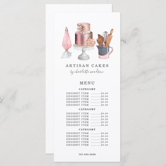 Bäckerei Kuchen Maker Wasserfarben Backhilfsmittel Menükarte (Vorne/Hinten)