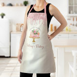 Bäckerei Kuchen Rosa Glitzer Tropfen Dessert Gold Schürze<br><div class="desc">Hier ist ein wunderbarer Weg, um den Spaß am Backen zu erhöhen und Ihr Geschäft weiter zu fördern. Genießen Sie die kulinarischen Abenteuer, wenn Sie diese elegante, raffinierte, einfache und moderne Schürze tragen. Ein rosa Aquarellkuchen, handgeschriebene Typografie mit Drehbüchern und Tropfen mit rosa Glitzer überlagern ein Imitat aus metallischem Champagner-goldenen...</div>