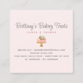 Bäckerei Kuchen Rosa Glitzer Tropfen Konditorei Na Quadratische Visitenkarte (Rückseite)