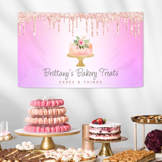 Bäckerei Kuchen Rosa Glitzer Tropfen Rainbow Ombre Banner