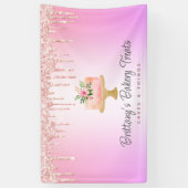 Bäckerei Kuchen Rosa Glitzer Tropfen Rainbow Ombre Banner (Vertikal)