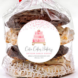 Bäckerei Kuchen Rosa Sprinkles Konditorei Nachtisc Runder Aufkleber