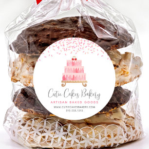Bäckerei Kuchen Rosa Sprinkles Konditorei Nachtisc Runder Aufkleber