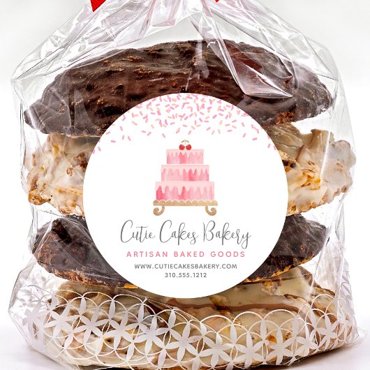 Bäckerei Kuchen Rosa Sprinkles Konditorei Nachtisc Runder Aufkleber