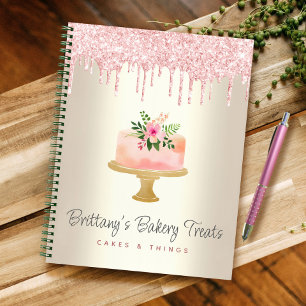 Bäckerei Kuchen Rosafarben Glittertropfen Dessert Notizblock