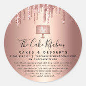 Bäckerei Kuchen Rose Gold Kupfer Glitzer Tropfen R Runder Aufkleber (Vorderseite)