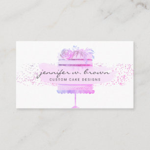 Bäckerei-Kuchendesigner Glitter Lila Floral Visitenkarte