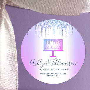 Bäckerei Lila Glitzer Tropfen Kuchen Konditorei Ko Runder Aufkleber