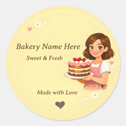 Bäckerei-Logo-Aufkleber - Individuelles Design für Runder Aufkleber (Vorderseite)