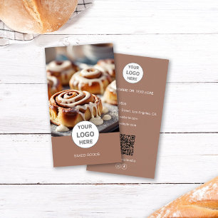 Bäckerei-Logo-Foto-QR-Code-Braune Visitenkarte