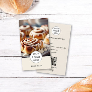 Bäckerei-Logo-Foto-QR-Code-Creme-Visitenkarte Visitenkarte