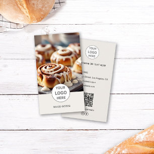 Bäckerei-Logo-Foto-QR-Code-Tan-Geschäftskarte Visitenkarte