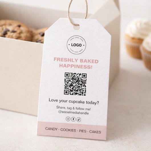 Bäckerei-Logo QR-Code Social Media Geschenkanhänger