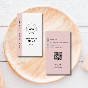 Bäckerei-Logo QR-Code Social Media Rosa Visitenkarte