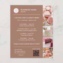 Bäckerei-Menü Benutzerdefiniertes Logo QR-Code Flyer