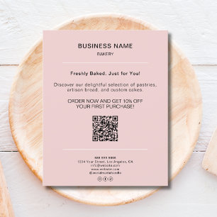 Bäckerei-Minimalist-Promotion-Rabatt-QR-Code Rosa Flyer