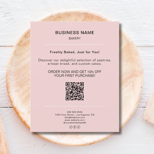 Bäckerei-Minimalist-Promotion-Rabatt-QR-Code Rosa Flyer