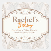 Bäckerei mit benutzerdefinierter bearbeitbarer Eti Quadratischer Aufkleber (Vorderseite)