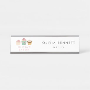 Bäckerei mit Cupcake Schreibtischnamensplakette