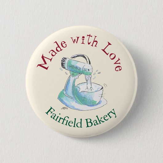 Bäckerei mit Liebe Retro Backkochen Button (Vorderseite)