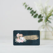 Bäckerei, Mixer-Blume, Pinselstrich blau Visitenkarte (Stehend Vorderseite)