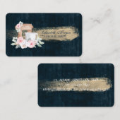 Bäckerei, Mixer-Blume, Pinselstrich blau Visitenkarte (Vorne/Hinten)