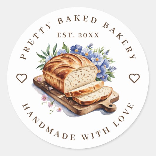 Bäckerei Modernes Aquarellbrot Runder Aufkleber (Vorderseite)