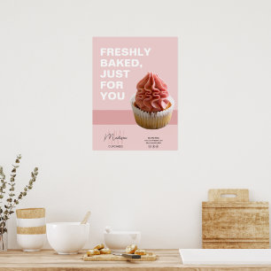 Bäckerei-Monogramm-Logo-Cupcake-Foto Rosa Poster