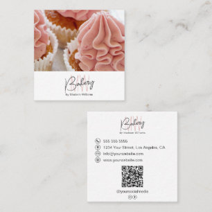 Bäckerei Monogramm Logo Foto QR Geschäft Quadratische Visitenkarte