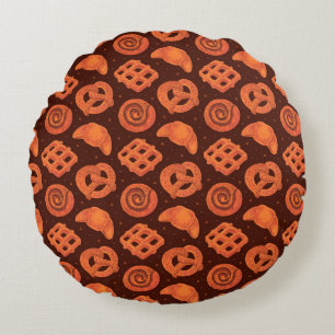 Bäckerei nahtlos Muster, Textur. Boulangerie-Shop Rundes Kissen