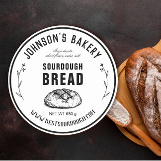Bäckerei Name Sourdough Brot Loaf Vintage Bäckerei Runder Aufkleber