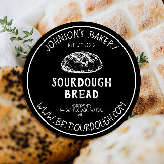 Bäckerei Name Sourdough Brot Loaf Vintages Etikett Runder Aufkleber