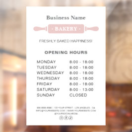 Bäckerei Öffnungszeiten Rolling Button Fensteraufkleber