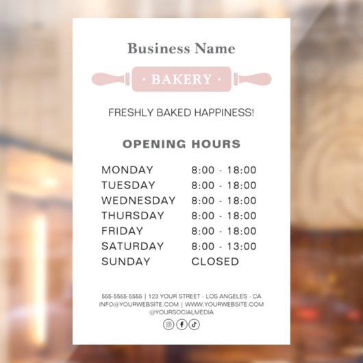 Bäckerei Öffnungszeiten Rolling Button Fensteraufkleber (Blatt 2)