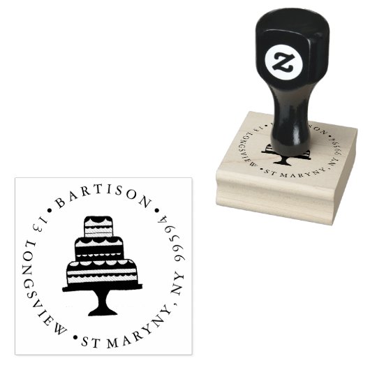 Bäckerei Patisserie CAKE ROUND RÜCKSENDEADRESSE Gummistempel (Stempel)