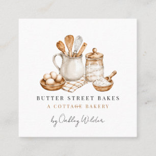 Bäckerei-Pâtissier-Aquarell-Geschäftskarte Quadratische Visitenkarte