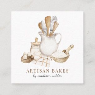 Bäckerei-Pâtissier-Wasserfarbe Quadratische Visitenkarte