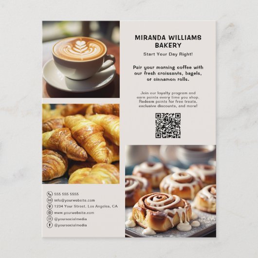Bäckerei Personalisiert Foto Social Media QR Flyer (Vorne)