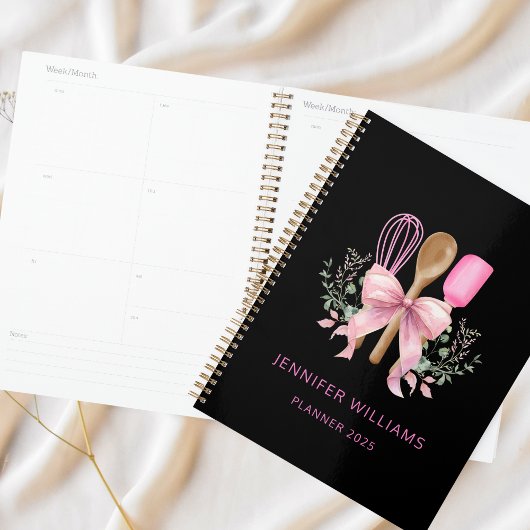 Bäckerei Pink Bow Utensids Modernes Planer Noteboo