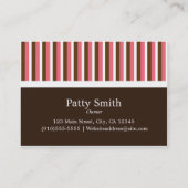 Bäckerei Pink Cake & Strips Chubby Business Card Visitenkarte (Rückseite)