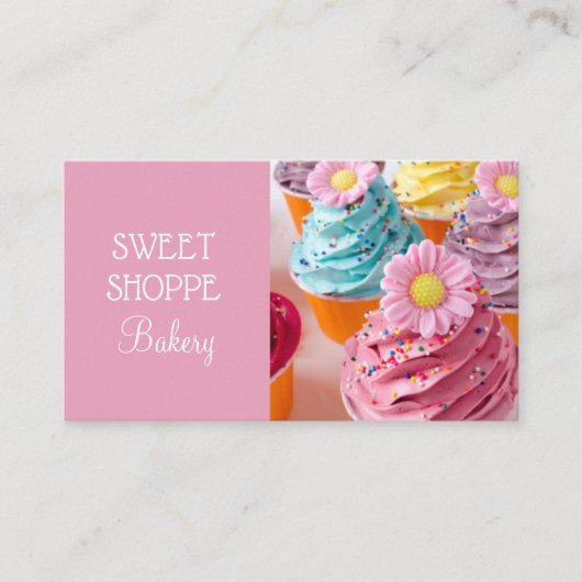 Bäckerei Pink cupcake Business Cards Visitenkarte (Vorderseite)