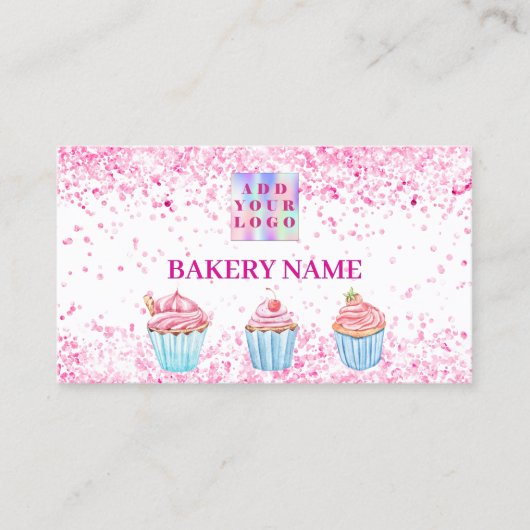 Bäckerei pink cupcakes Konditorei QR-Logo Visitenkarte (Vorderseite)