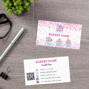 Bäckerei pink cupcakes Konditorei QR-Logo Visitenkarte