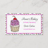 Bäckerei | Pink Sprinkler Cupcake Visitenkarte (Vorderseite)