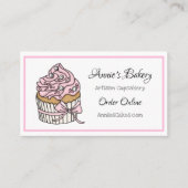 Bäckerei | Pink und Silver Cupcake Visitenkarte (Vorderseite)