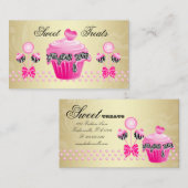 Bäckerei Pop Cupcake Pink Gold Zebra  Visitenkarte (Vorne/Hinten)