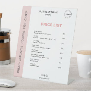 Bäckerei-Preisliste-Menü Sockelschild